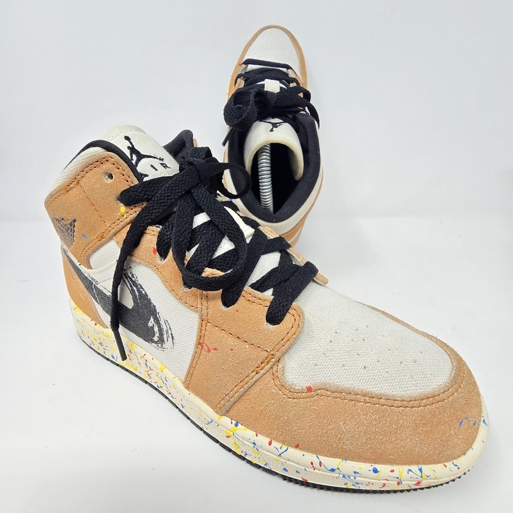 Jordan 1 Mid SE Brushstroke Cider Black Sail DA8005-800 Youth Size 5.5Y